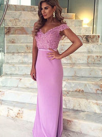 Gorgeous Off Shoulder Mermaid Lilac Long Evening Dresses