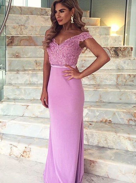 Gorgeous Off Shoulder Mermaid Lilac Long Evening Dresses