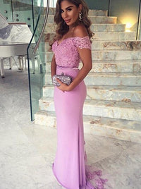 Gorgeous Off Shoulder Mermaid Lilac Long Evening Dresses