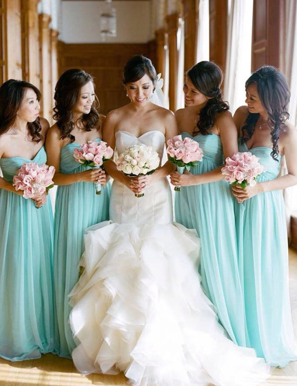 Simple A-Line Sweetheart Floor Length Mint Green Bridesmaid Dress