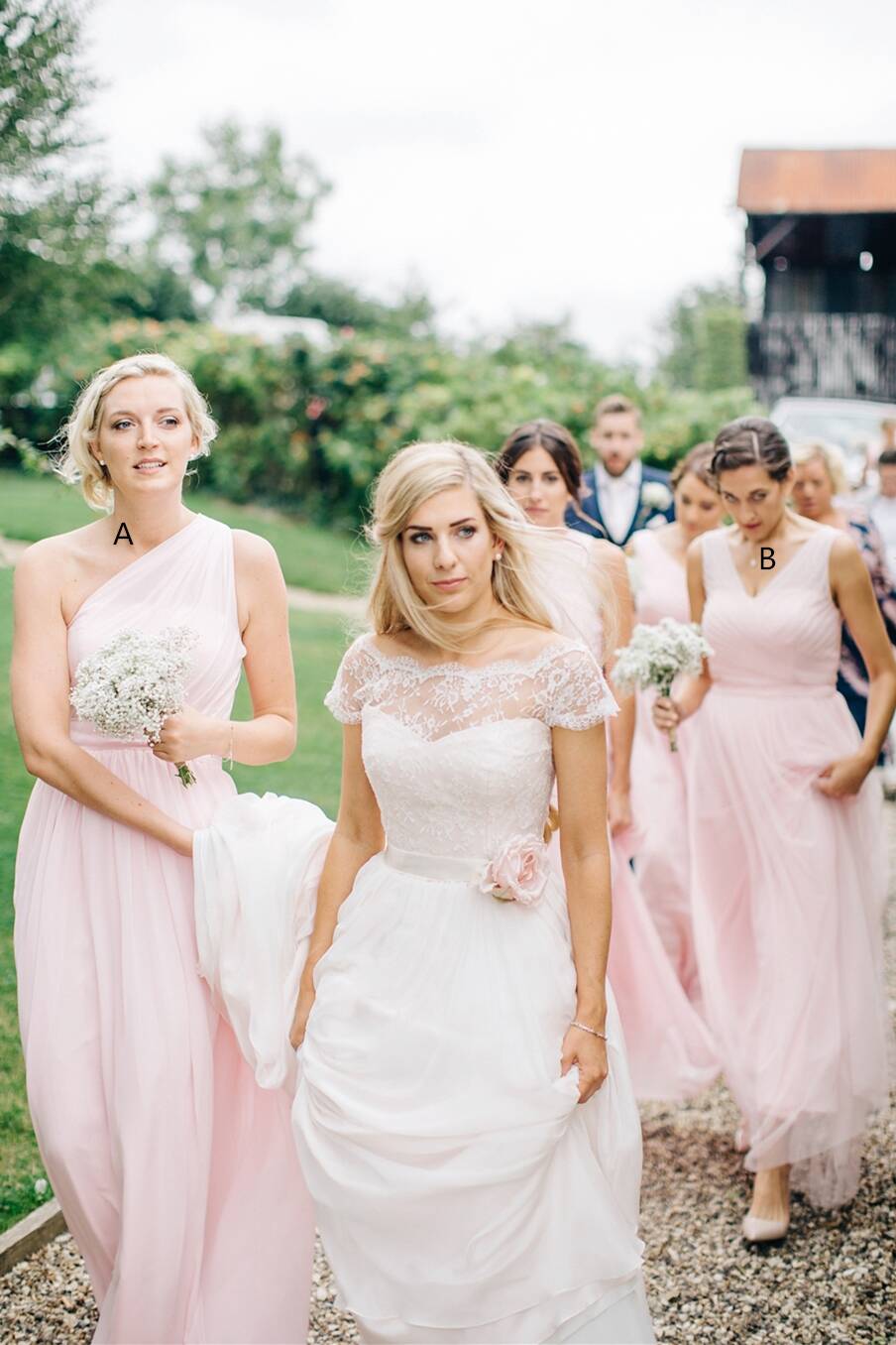 Mint green and on sale pink bridesmaid dresses