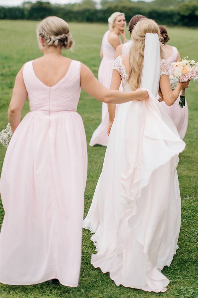 Mint green and hot sale pink bridesmaid dresses