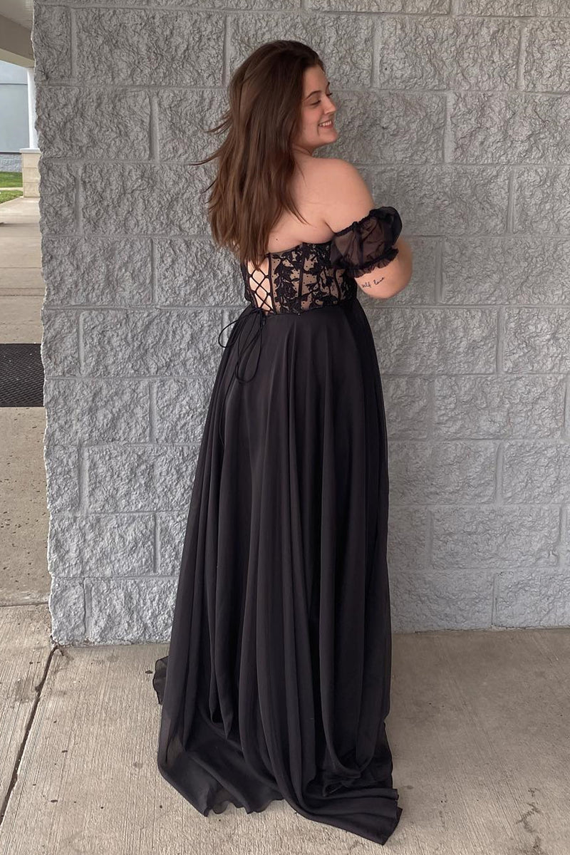 Lilac Applique Strapless A-Line Long Prom Dress